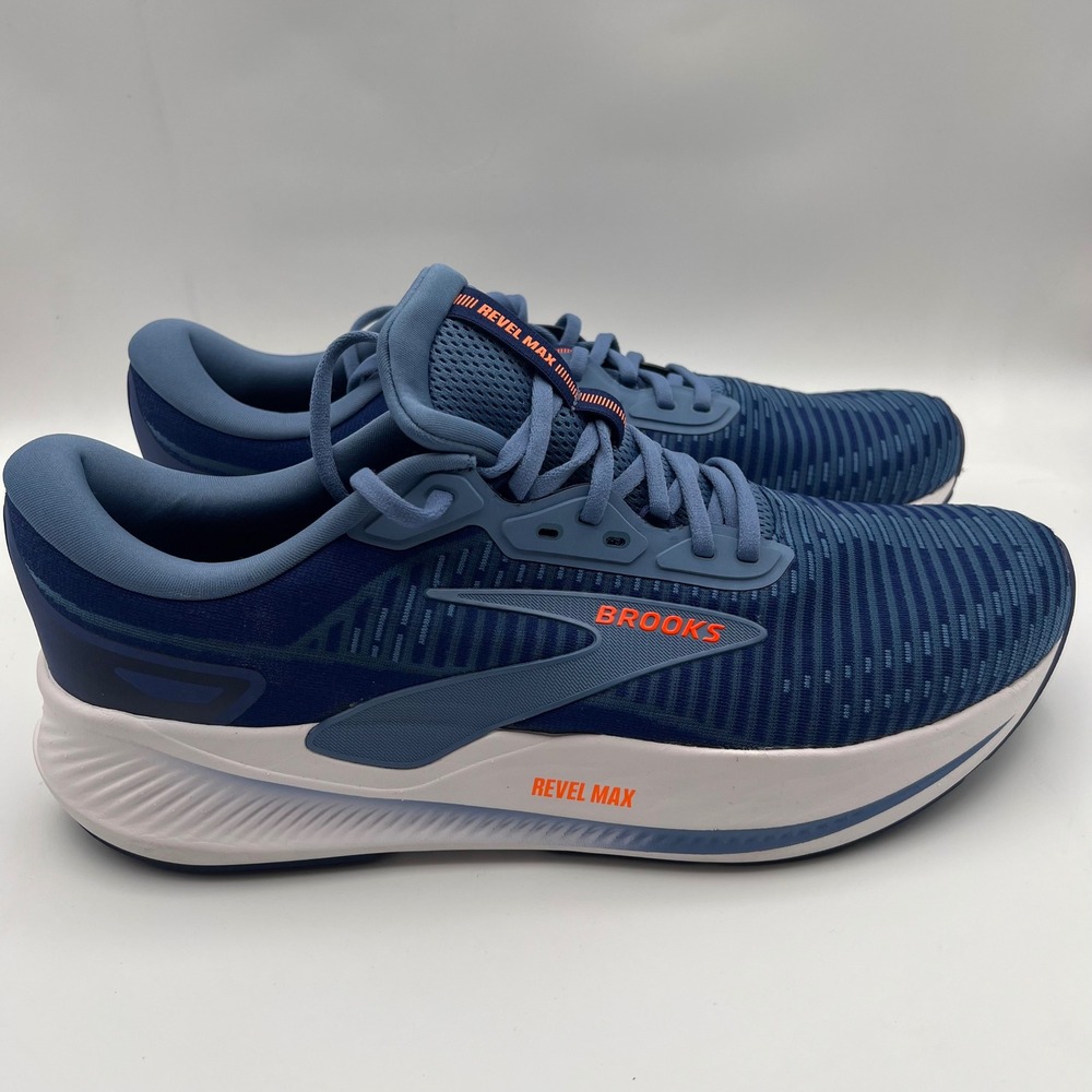 Brooks Revel Max Shoes Mens 13 Blue Striped Knit DNA LOFT Running Sneakers